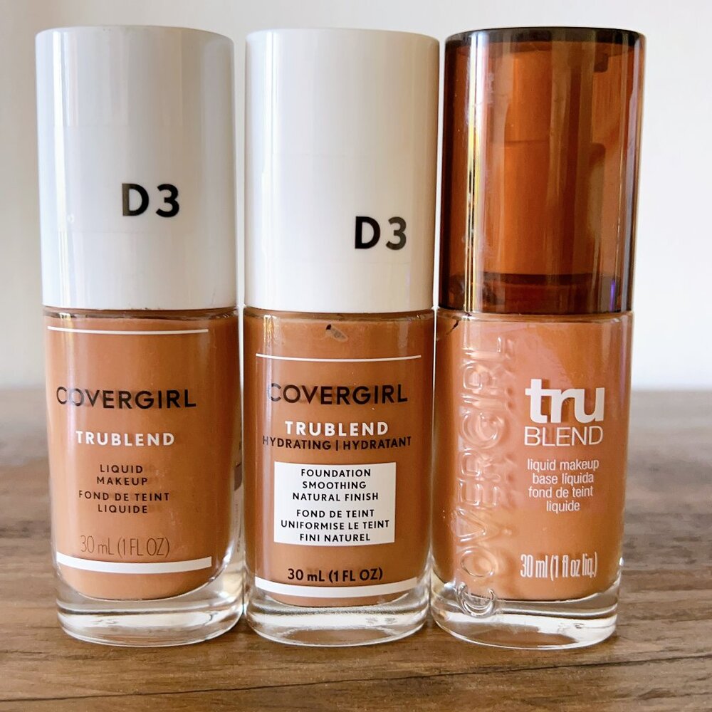 Lot of 3 Covergirl TruBlend Liquid Foundation Makeup - Honey Beige D3